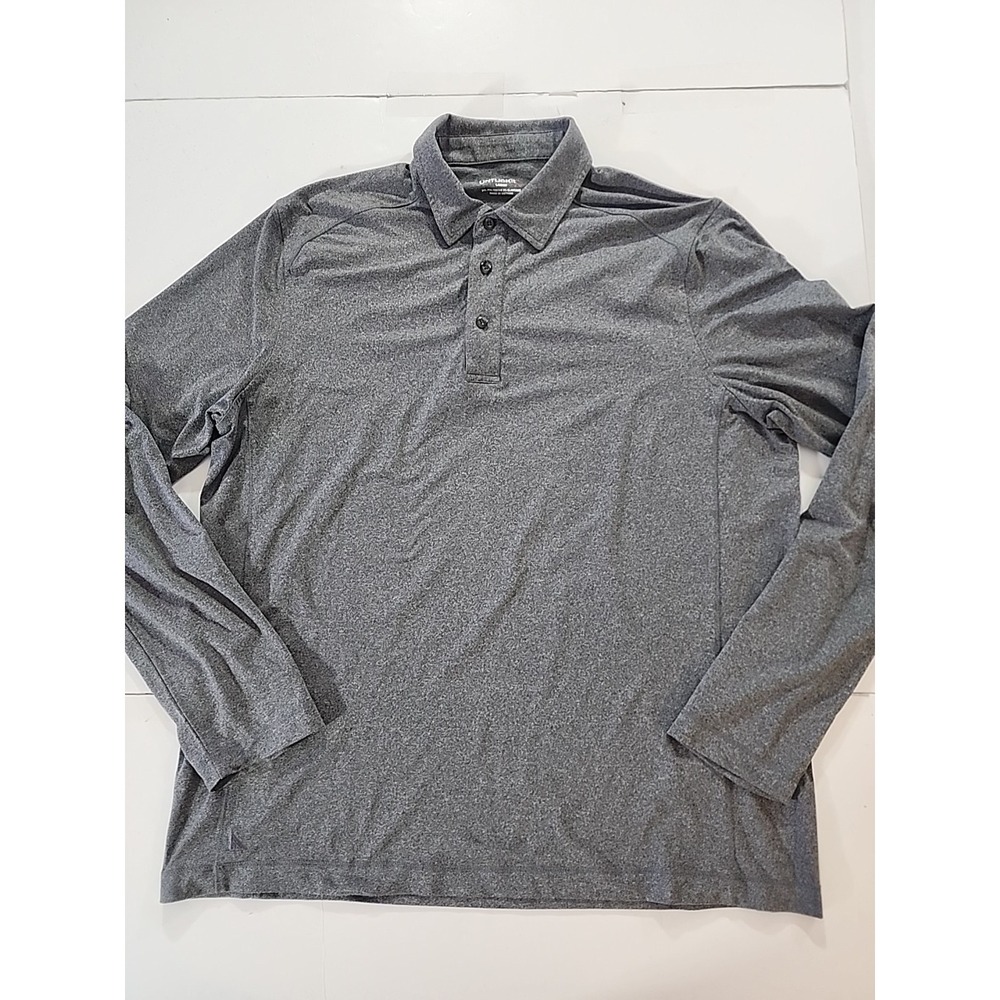UNTUCKit‎ Clavidor Performance Polo Mens Large Heather Gray Long Sleeve Stretch